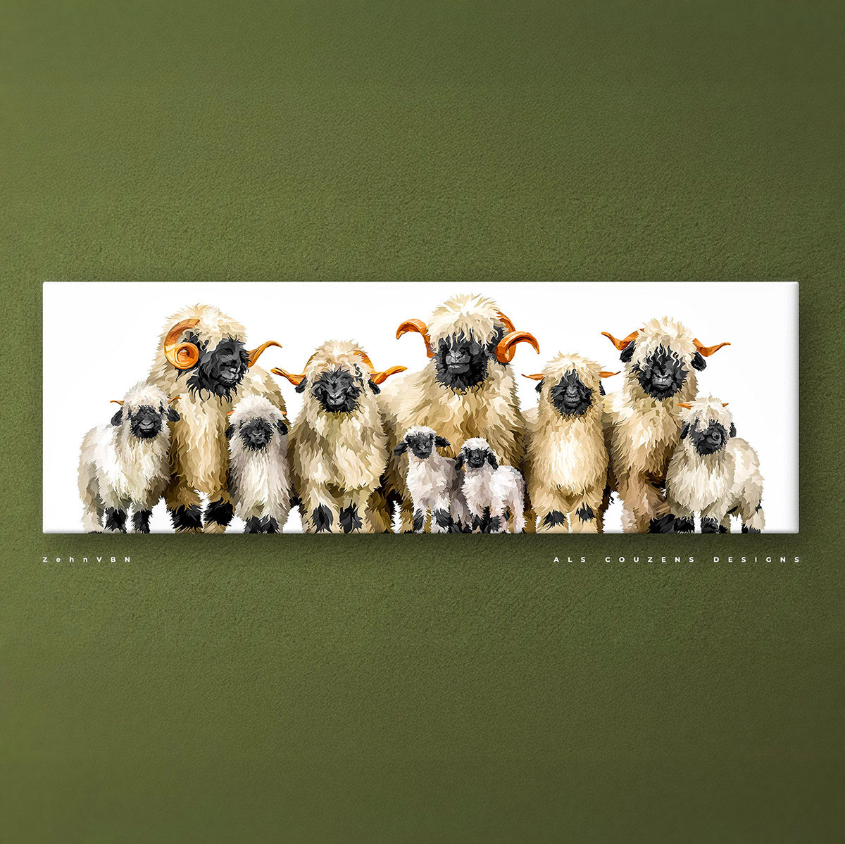 Ten Valais Blacknose Sheep