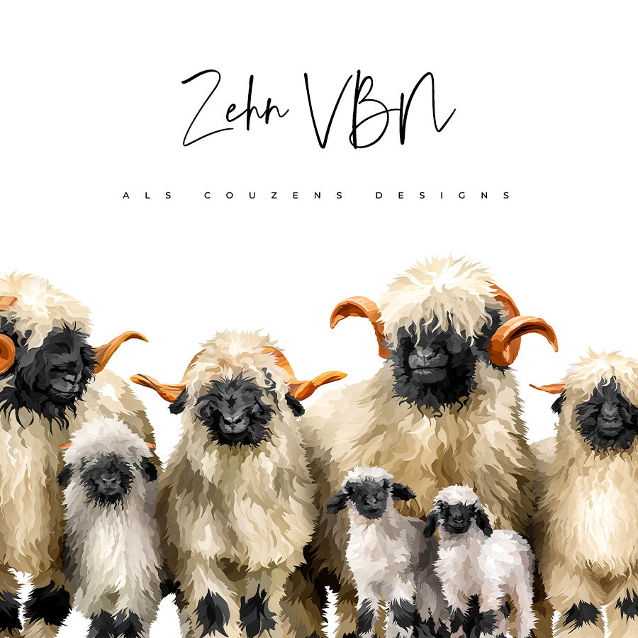 Ten Valais Blacknose Sheep