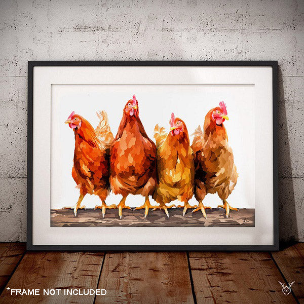 Extraordinary Chickens. Art online Print.