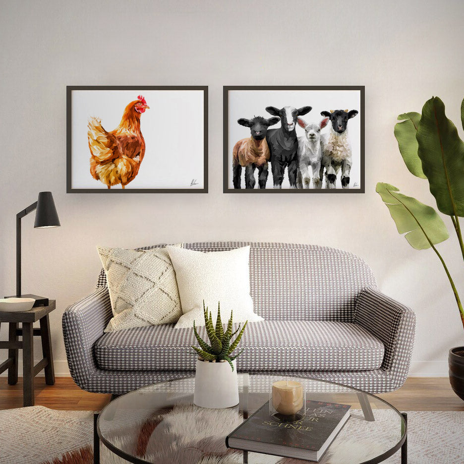 four lamb painting