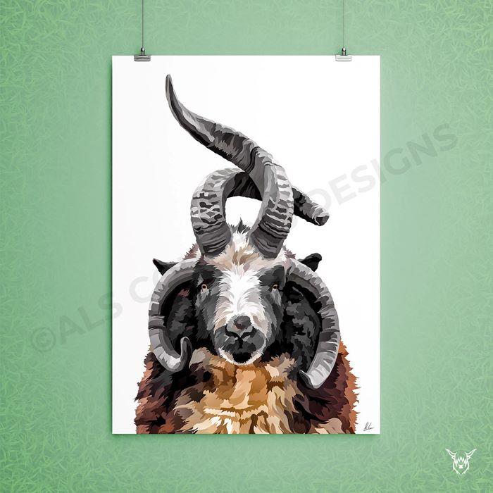 Jacob ram sheep painting