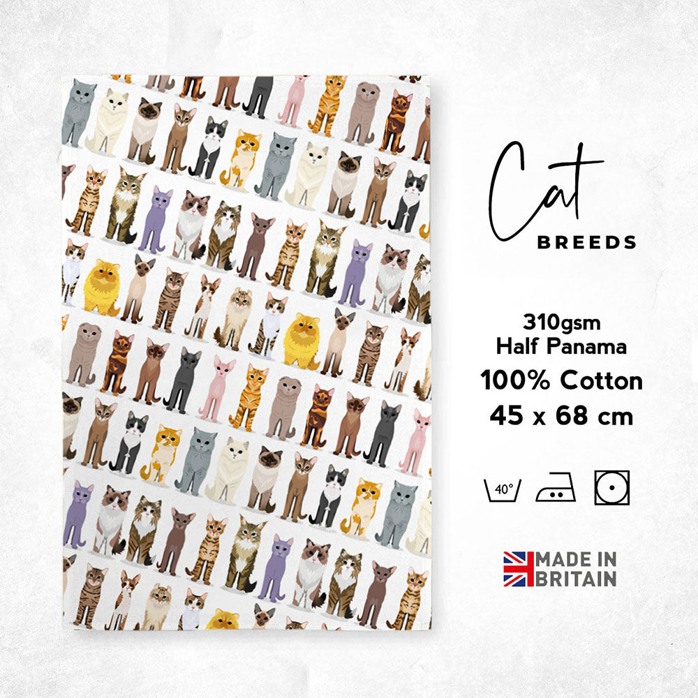 Cats Breeds Tea Towel