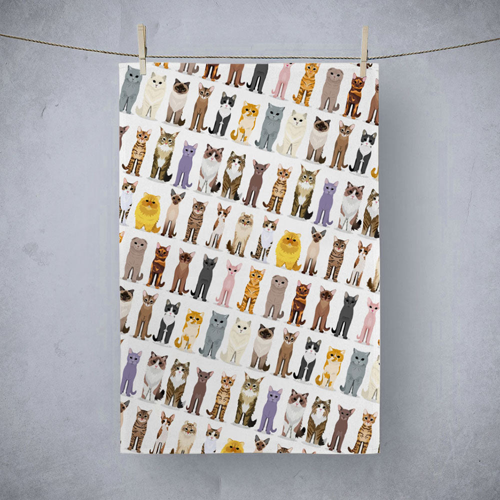 Cats Breeds Tea Towel